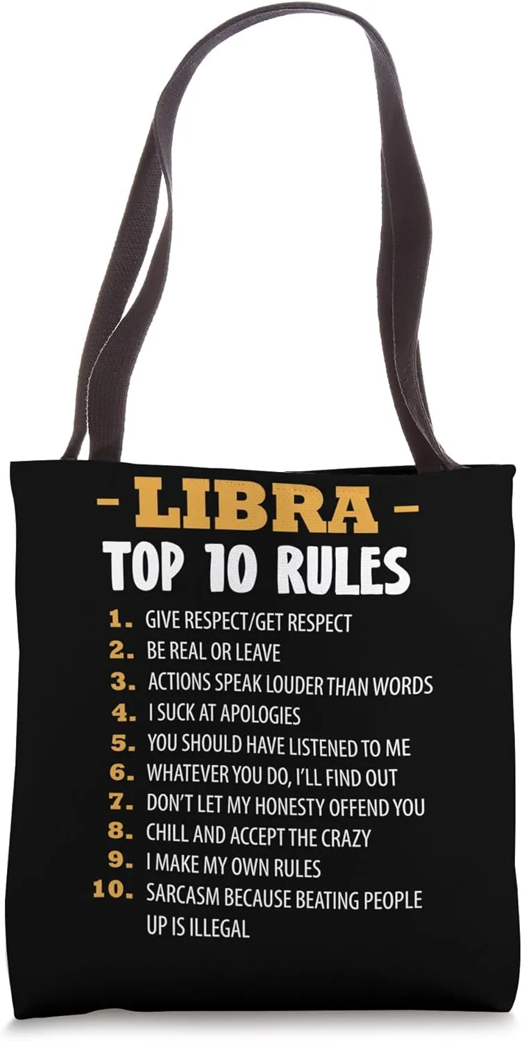 Zodiac Sign Top 10 Rules Of Libra Astrology Tote Bag