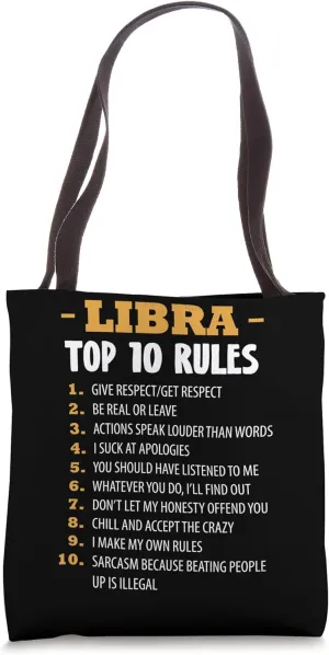 Zodiac Sign Top 10 Rules Of Libra Astrology Tote Bag