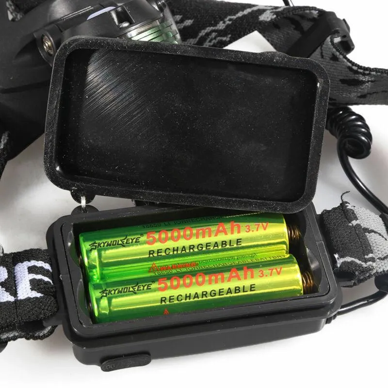Zoomable Headlamp T6 LED Headlight Flashlight  Charger 18650 Battery