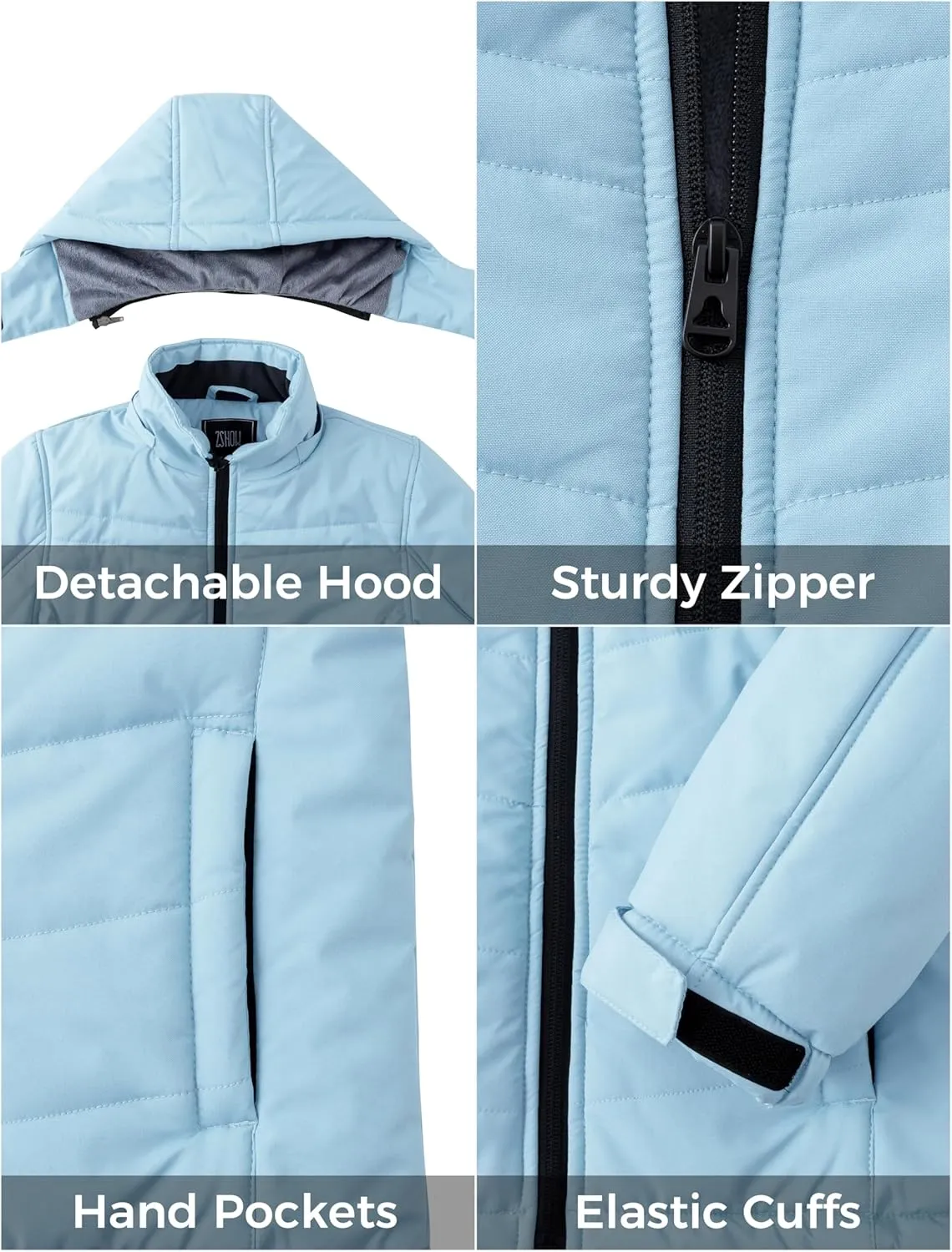 ZSHOW Girl's Waterproof Ski Jacket Thick Padded Warm Winter Coat Hooded Snowboarding Jacket